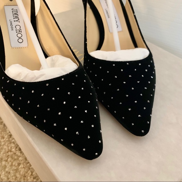 Jimmy Choo Erin Glittered Velvet Slingback Pumps - Picture 4 of 7